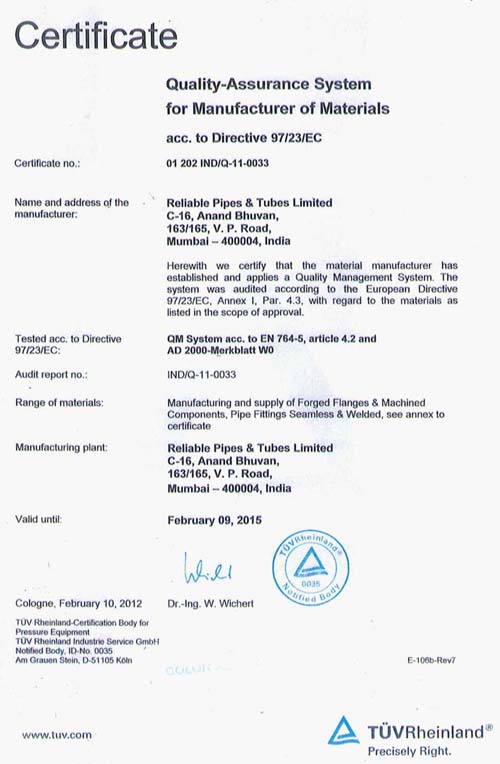 PED Certificate